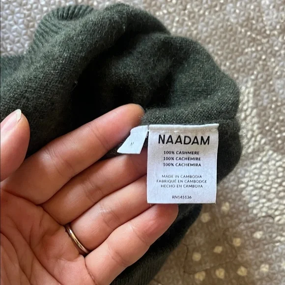 NAADAM Men's Forest Green Cashmere Hoodie - Picture 5 of 5
